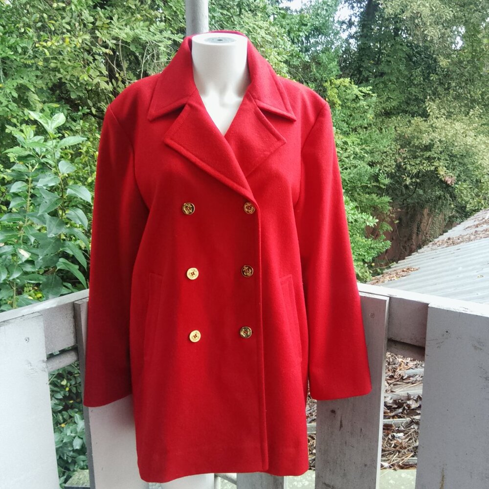 Pendleton Virgin Wool Double Breasted Red Blazer … - image 2